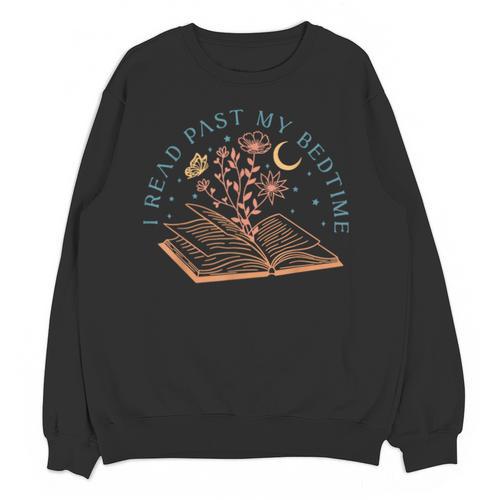 I Read Past My Bedtime Book Flower Butterfly Moon Bookish Unisex Sweatshirt - Bookorys UK