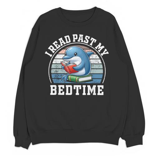I Read Past My Bedtime Reading Dolphin Book Lover Unisex Sweatshirt - Bookorys AU