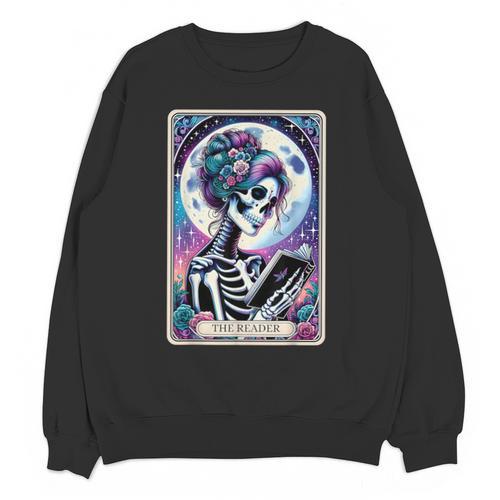 The Reader Tarot Card Reading Skeleton Skull Book Lover Unisex Sweatshirt - Bookorys