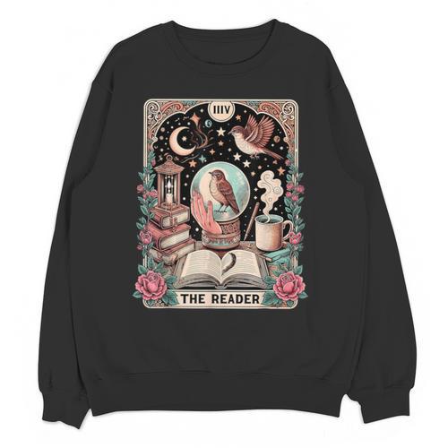 The Reader Tarot Card Shirt Bird Book Lover Bookworm Unisex Sweatshirt - Bookorys