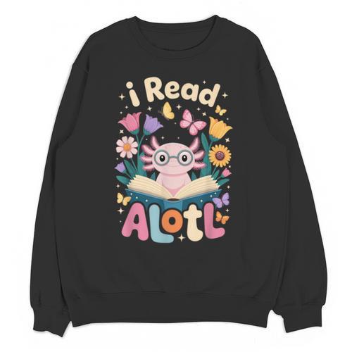 Reading Axolotl Book Lover Wildflowers Unisex Sweatshirt - Bookorys DE