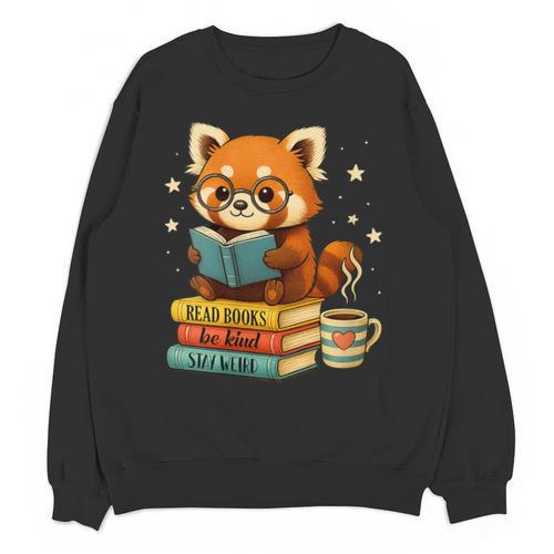 Reading Book Lover Red Panda Read Books Be Kind Stays Weird Unisex Sweatshirt - Bookorys