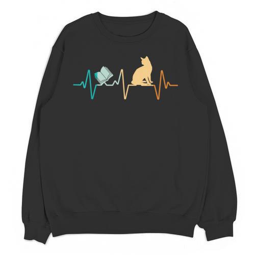 Reading Cat Heartbeat Book & Cat Lover Unisex Sweatshirt - Bookorys AU