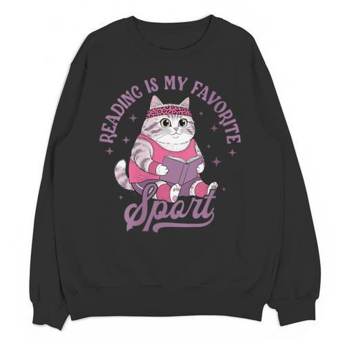 Reading Is My Favorite Sport Bookworm Cat Lover Book-Club Unisex Sweatshirt - Bookorys AU