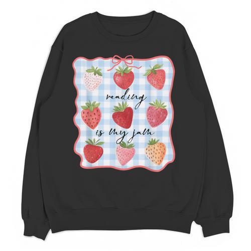 Reading Is My Jam Preppy Stawberry Bookworm Book Lover Nerd Unisex Sweatshirt - Bookorys DE