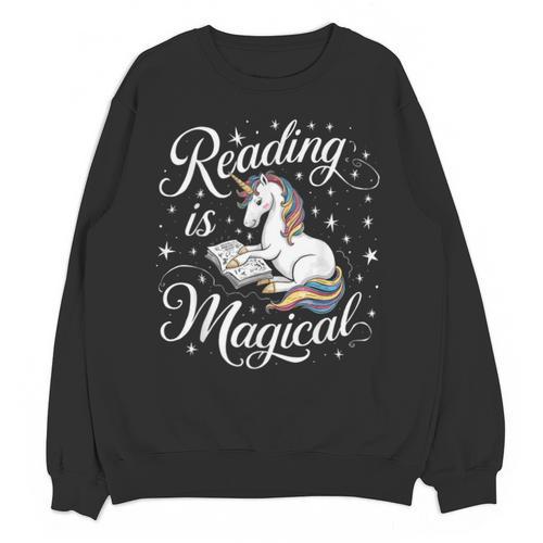 Reading Is Magical Unicorn Book Lover Fantasy Kids Unisex Sweatshirt - Bookorys DE