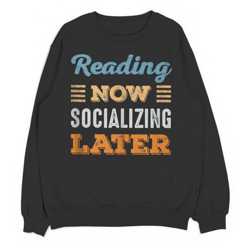 Reading Now Minimal Socializing Introvert Vintage Unisex Sweatshirt - Raresse