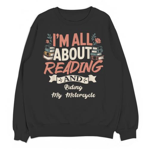 Reading And Motorcycle Life For Bikers Who Love Books Unisex Sweatshirt - Bookorys DE