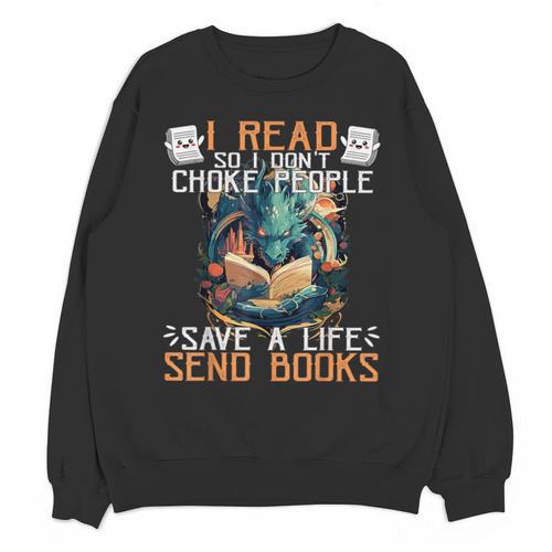 Reading Readers I Read Send Books Dragon Bookworm Tee Unisex Sweatshirt - Bookorys CA