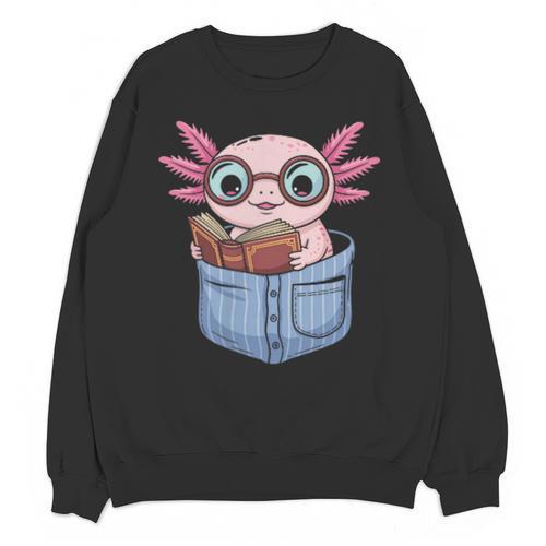 Readsalotl Axolotl Reading Book Lover Reading Pocket Axolotl Unisex Sweatshirt - Bookorys CA