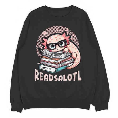 Readsalotl Axolotl Reading Books Glasses Bookworm Pun Fun Unisex Sweatshirt - Bookorys
