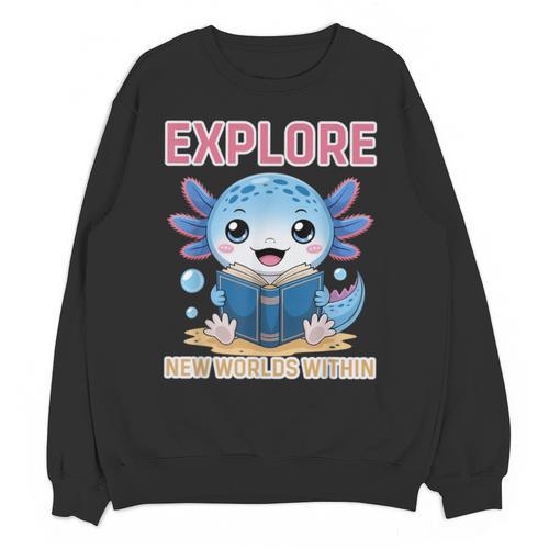 Readsolotl Kawaii Axolotl Book Lover Reading Unisex Sweatshirt - Bookorys CA