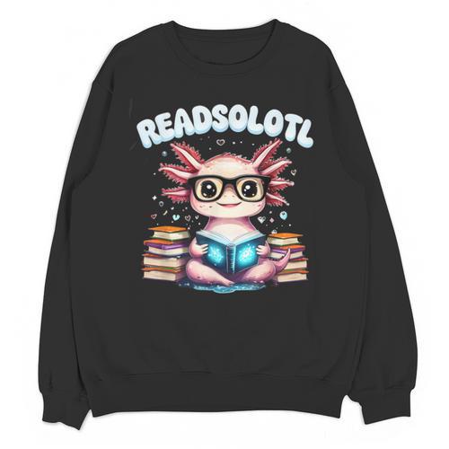 Readsolotl Pink Kawaii Axolotl Read Book Lover Reading Unisex Sweatshirt - Bookorys