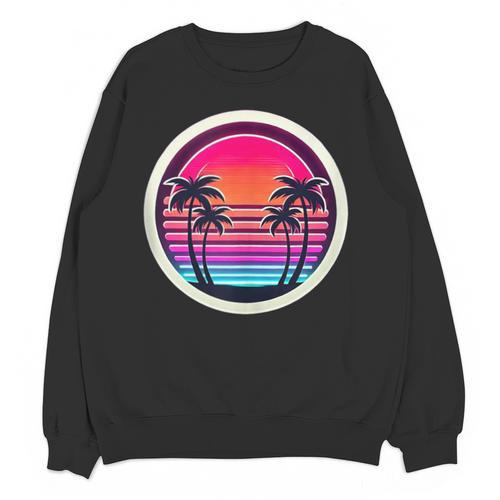 Retro 80s Synthwave Sunset & Palm Trees Retro Nostalgia 80s Unisex Sweatshirt - Figerry