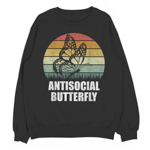 Retro Antisocial Butterfly Shirt For Introverts Unisex Sweatshirt - Raresse