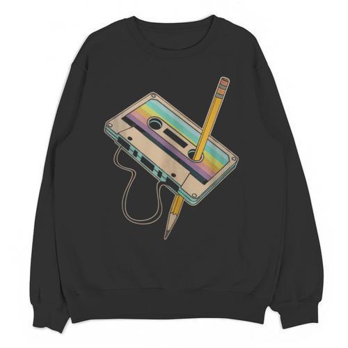 Retro Cassette And Pencil 80s 90s Nostalgia Music Lover Unisex Sweatshirt - Figerry
