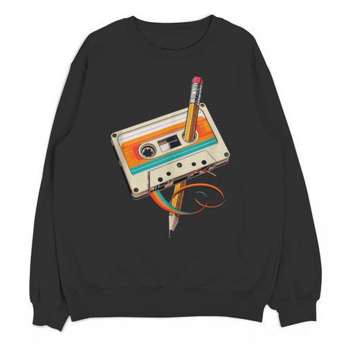Retro Cassette Tape & Pencil Rewind Nostalgia Party 80s 90s Unisex Sweatshirt - Figerry