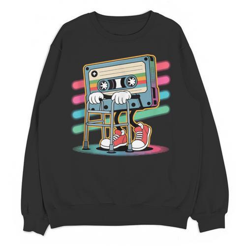 Retro Old Cassette Tape Cartoon With Walker Nostalgia Unisex Sweatshirt - Figerry