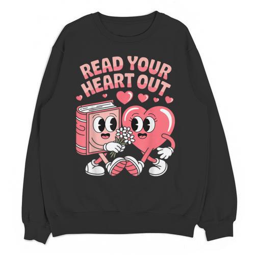 Retro Read Your Heart Out Valentine's Day Teacher Book Lover Unisex Sweatshirt - Bookorys DE