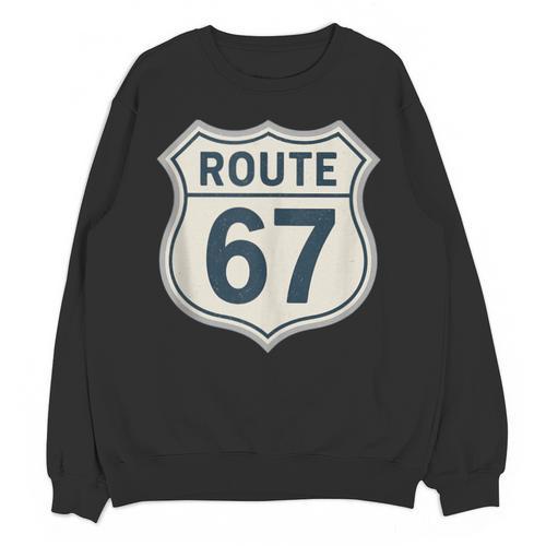 Retro Route 67 Highway Sign Vintage Road Nostalgia Unisex Sweatshirt - Figerry