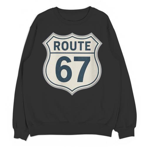 Retro Route 67 Highway Sign Vintage Road Nostalgia Unisex Sweatshirt - Figerry