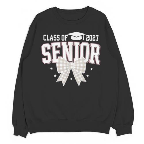 Retro Senior 2027 Girl Coquette Bow Class Of 2027 Graduation Unisex Sweatshirt - Best Gift Smart