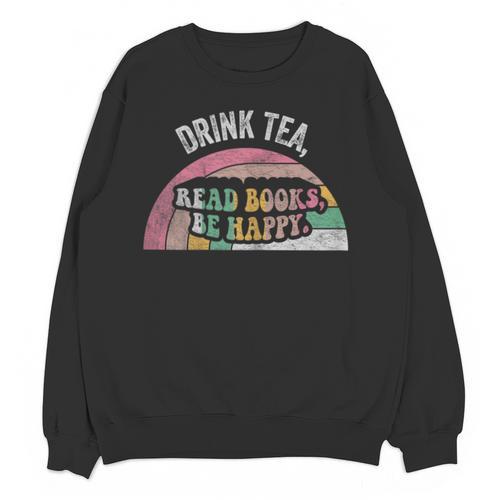 Retro Vintage Drink Tea Read Books Be Happy Reading Unisex Sweatshirt - Bookorys