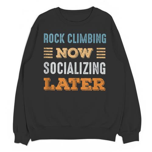 Rock Climbing Now Minimal Socializing Introvert Vintage Unisex Sweatshirt - Raresse