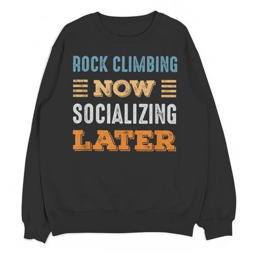 Rock Climbing Now Minimal Socializing Introvert Vintage Unisex Sweatshirt - Raresse