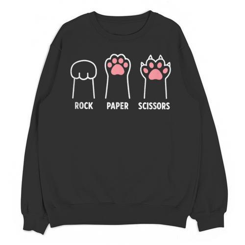 Rock Paper Scissors Hand Game Cute Paw Cat Introvert Unisex Sweatshirt - Raresse