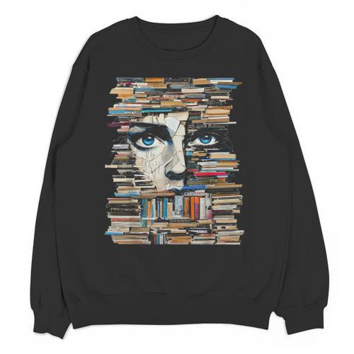 RtY Book Man Graphic Eyes Colorful Art Small Unisex Sweatshirt - Bookorys