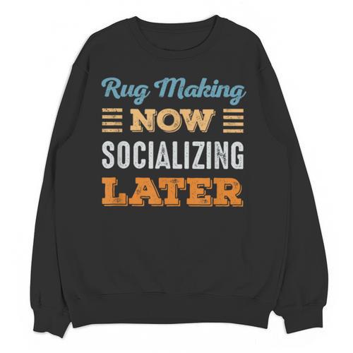 Rug Makin Now Minimal Socializing Introvert Vintage Unisex Sweatshirt - Raresse