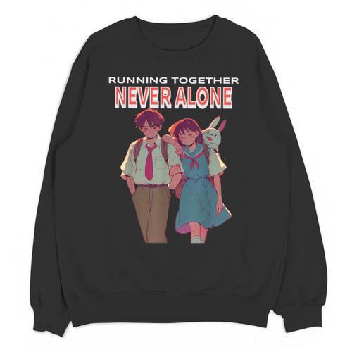 Running Together Always Connected Anime Nostalgia Message Unisex Sweatshirt - Figerry