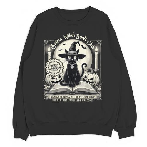 Salem Witch Book Club Vintage Halloween Cat Book Lover Unisex Sweatshirt - Bookorys