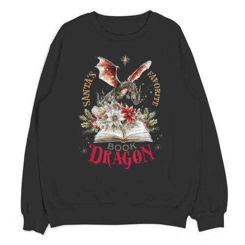 Santa's Favorite Book Dragon Christmas Magic Unisex Sweatshirt - Bookorys AU