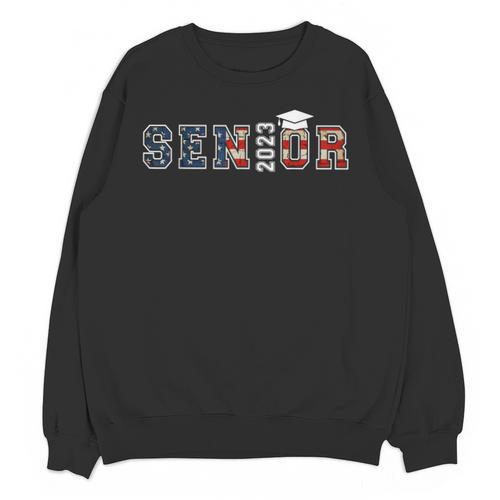 Senior 2023 American Flag USA Graduation Class Of 2023 Women Kids Men Unisex Sweatshirt - Best Gift Smart