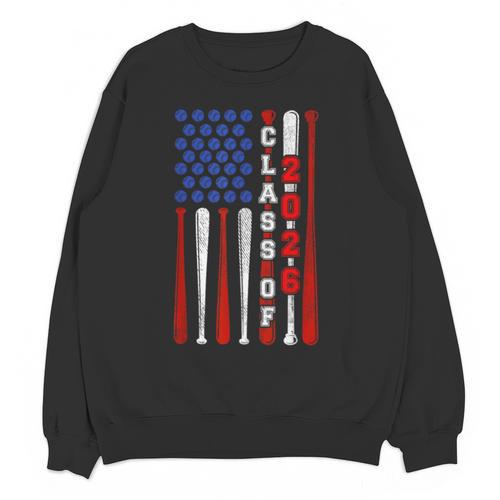 Senior 2026 Baseball American Flag Class Of 2026 Graduation Unisex Sweatshirt - Best Gift Smart
