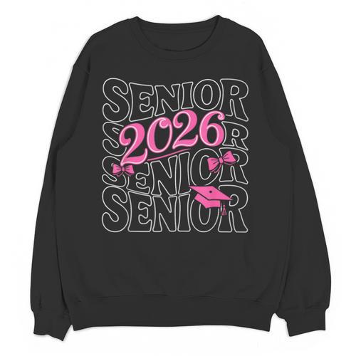 Senior 2026 Class Of 2026 Coquette Pink Bow Graduation Moms Unisex Sweatshirt - Best Gift Smart