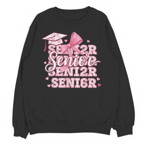 Senior 2026 Class Of 2026 Cute Coquette Pink Bow Graduation Unisex Sweatshirt - Best Gift Smart