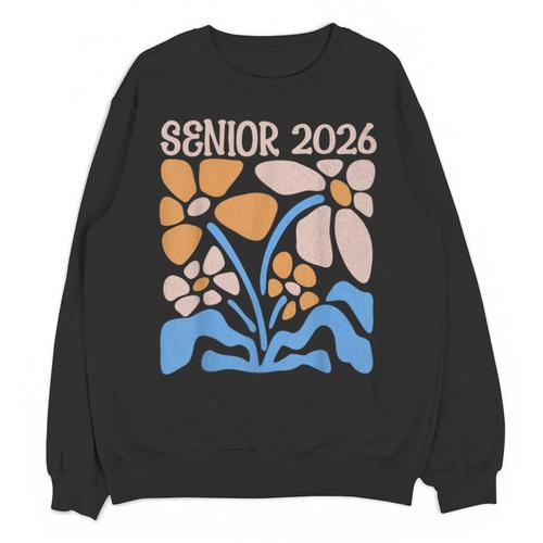 Senior 2026 Retro Groovy Flowers Graduation Unisex Sweatshirt - Best Gift Smart
