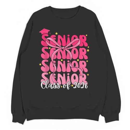 Senior Class Of 2026 Pink Coquette Bow Graduation 2026 Unisex Sweatshirt - Best Gift Smart