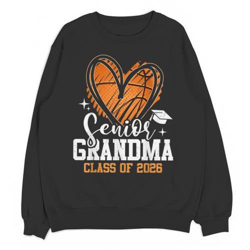 Senior Grandma Class Of 2026 Basketball Graduation Heart Unisex Sweatshirt - Best Gift Smart
