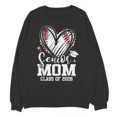 Senior Mom Class Of 2026 Baseball Graduation Heart Unisex Sweatshirt - Best Gift Smart