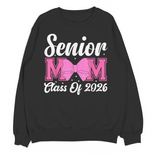Senior Mom Class Of 2026 Pink Coquette Bow Graduation Unisex Sweatshirt - Best Gift Smart