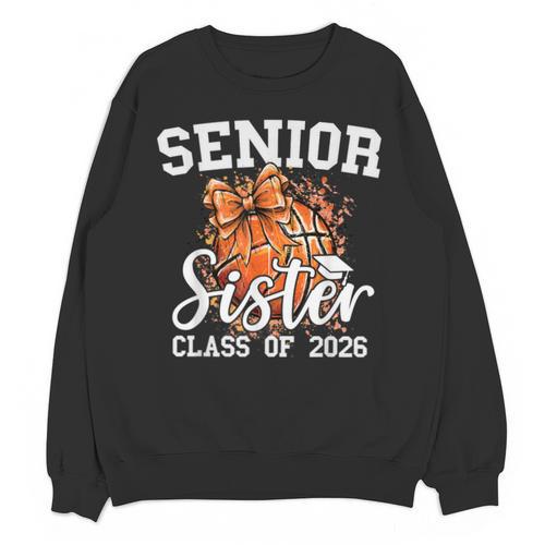 Senior Sister Class Of 2026 Coquette Basketball Graduation Unisex Sweatshirt - Best Gift Smart