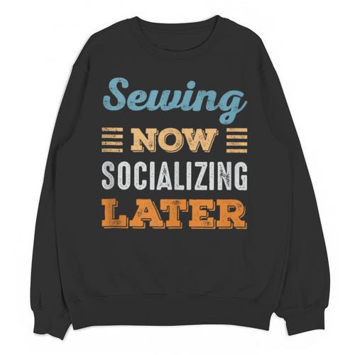 Sewing Now Minimal Socializing Introvert Vintage Unisex Sweatshirt - Raresse