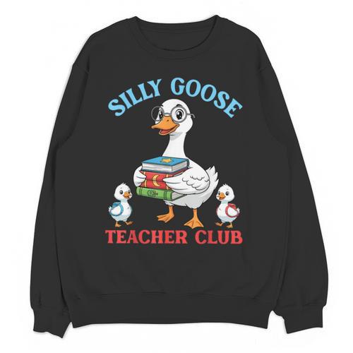 Silly Goose With Books Teacher Club School Educator Unisex Sweatshirt - Bookorys