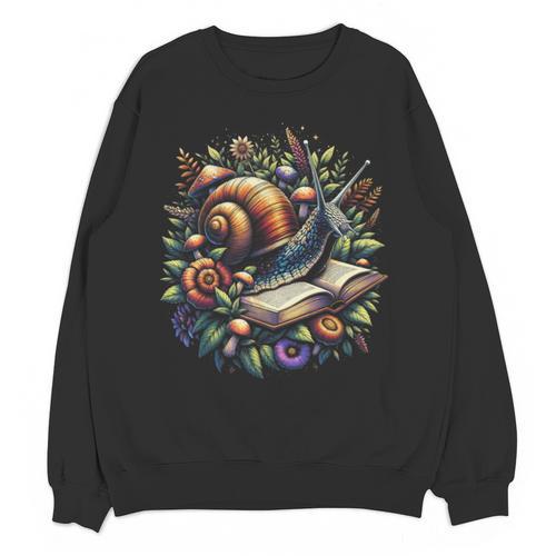 Snail Mushroom Floral Book Lover Cottagecore Fairycore Unisex Sweatshirt - Bookorys AU