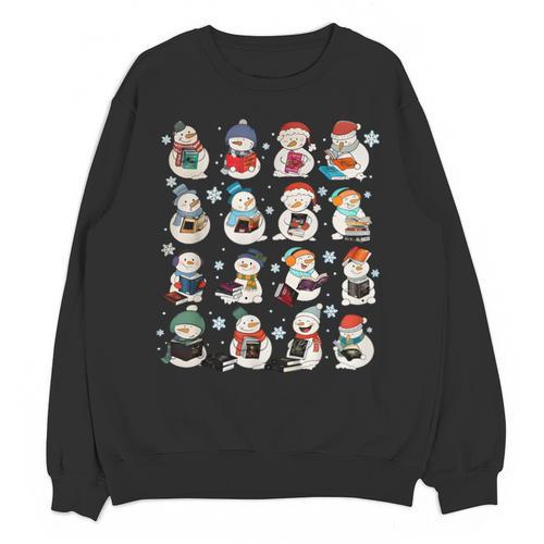 Snowman Reading Book Christmas Cozy Book Lover Bookish Unisex Sweatshirt - Bookorys