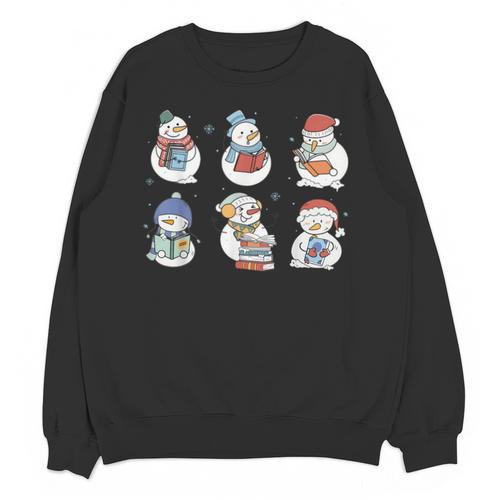 Snowman Reading Book Santa Christmas Bookish Teacher Unisex Sweatshirt - Bookorys AU